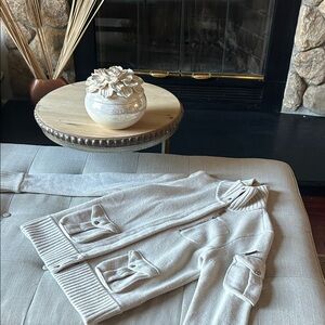 Ralph Lauren Black Label Merino Wool Angora Blend Knit Zip Up Collared Sweater